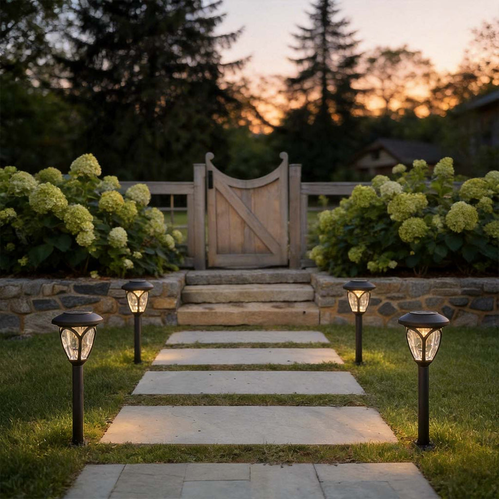 Set of 2 Modern Black LED Solar Lawn Lights for Outdoor Garden Décor