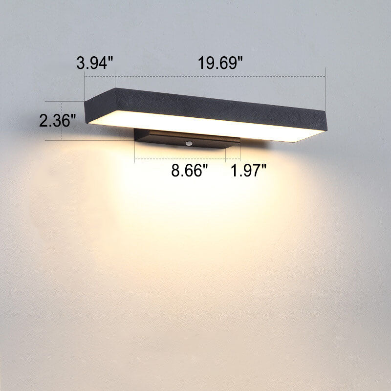 Minimalist Black Rectangular LED Outdoor Wall Sconce Lamp for Patios