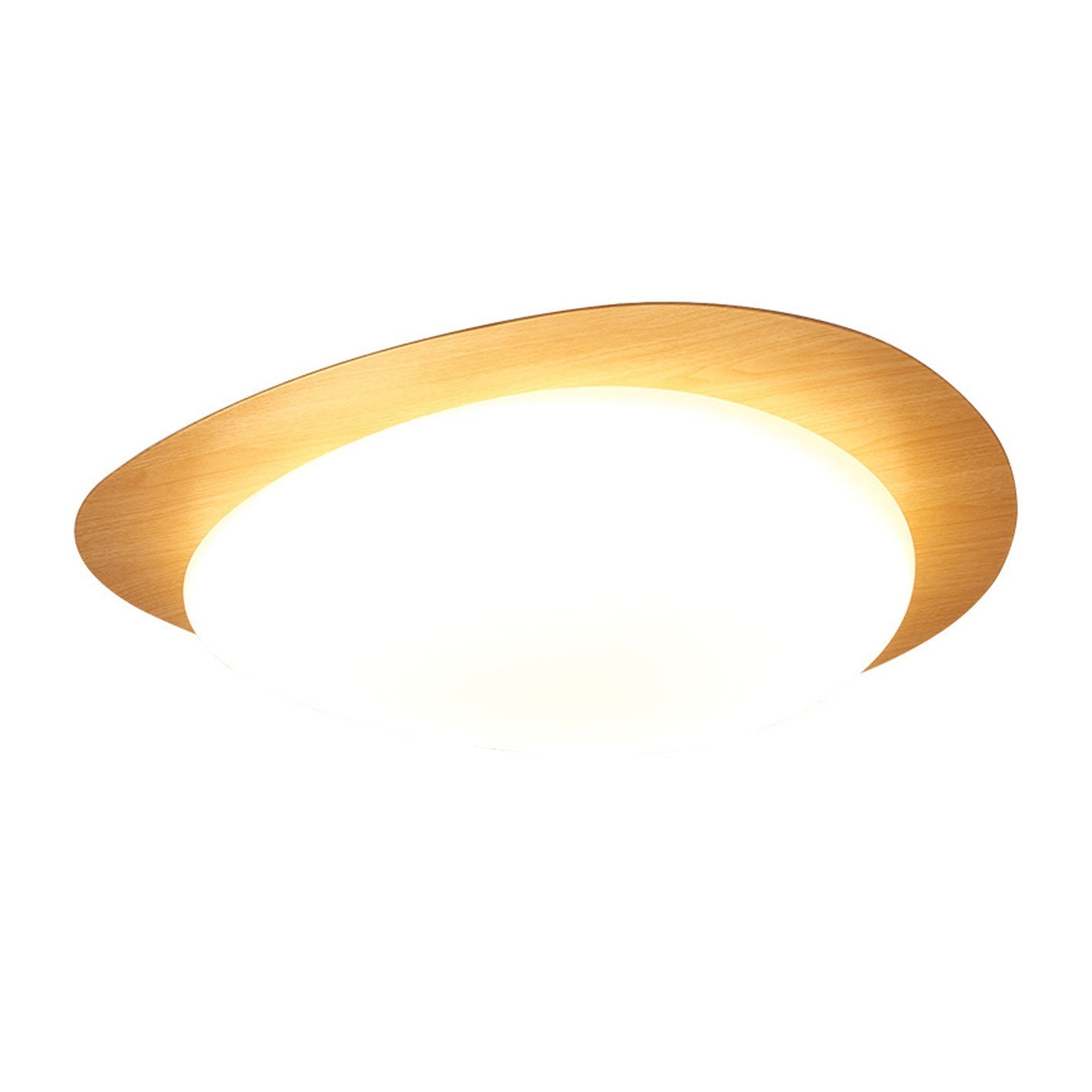 Nordic Oak Wood Grain Pebble LED Flush Mount Light for Living Room