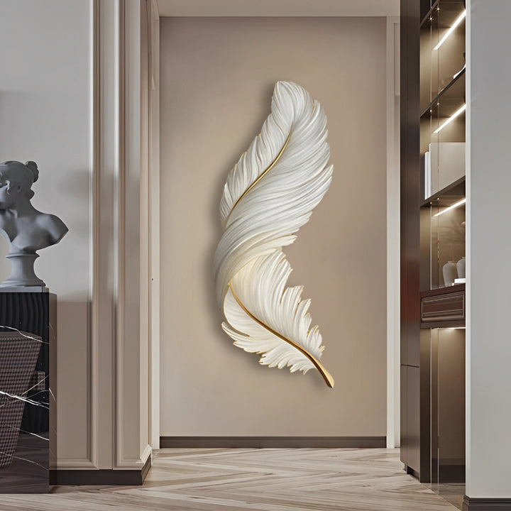 Modern White Feather LED Wall Lamp for Luxury Living Room Decor