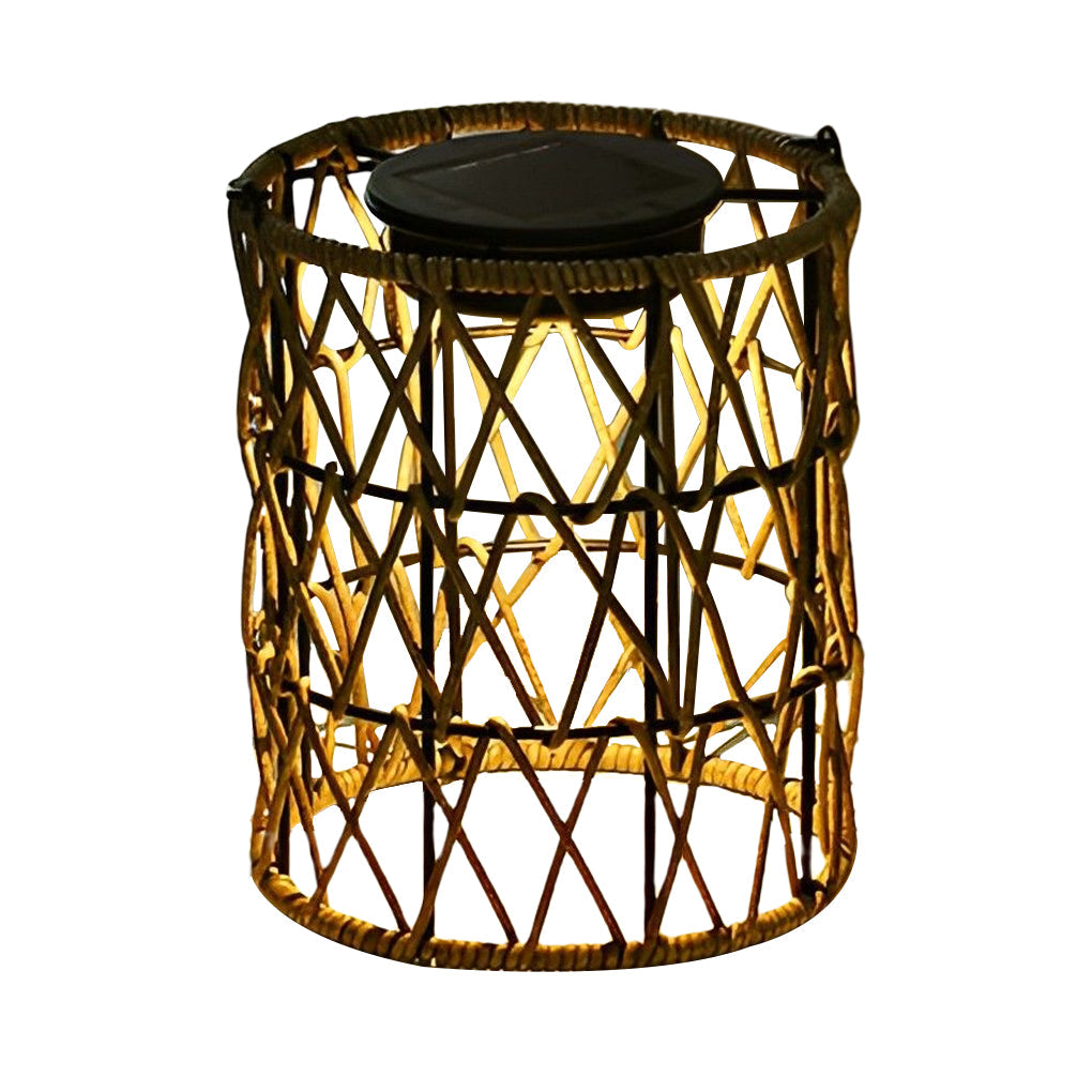 Waterproof Rattan Solar Garden Lantern Light for Outdoor Patio Décor