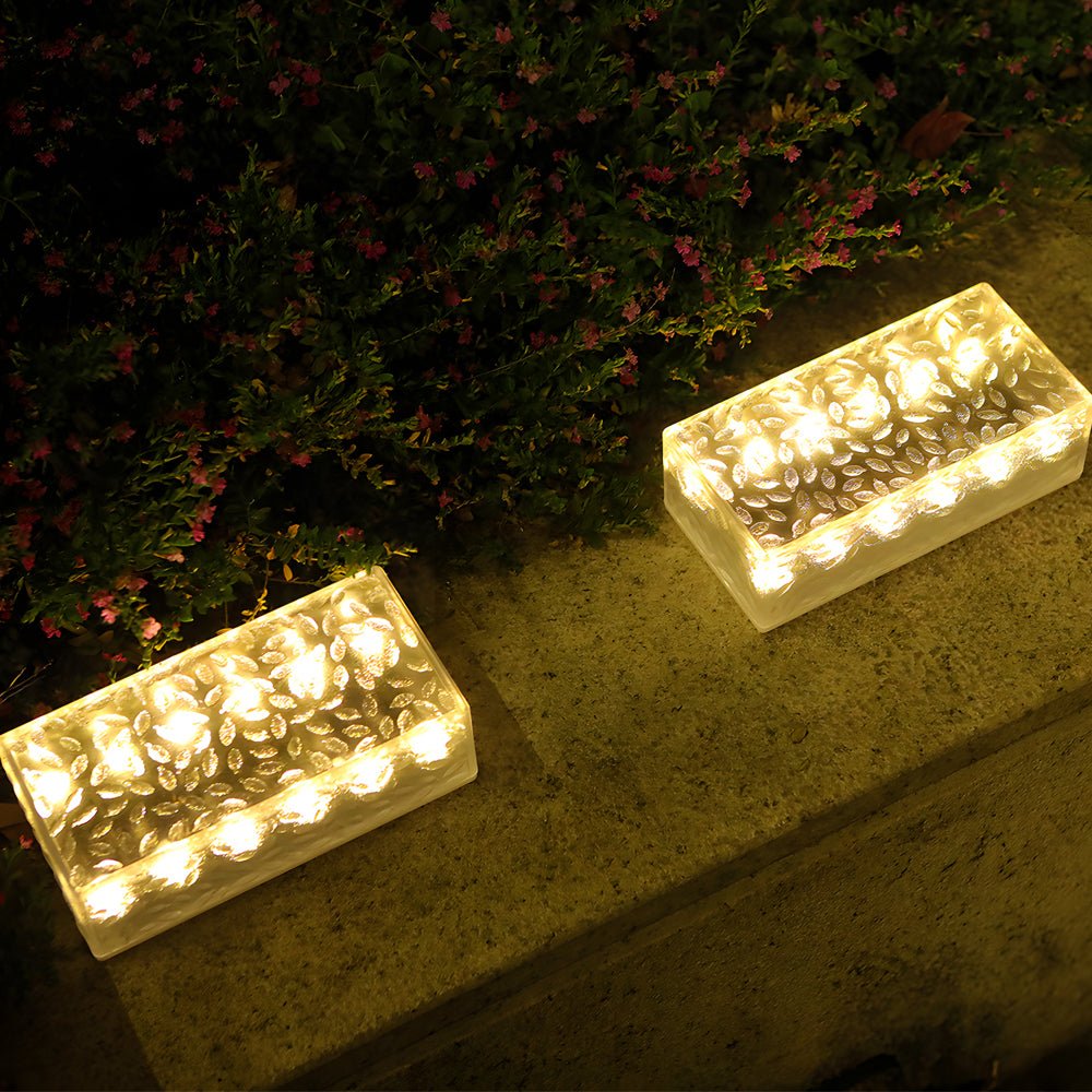 Rectangular Solar LED Brick Lights - Modern Outdoor Step Deck Illumination