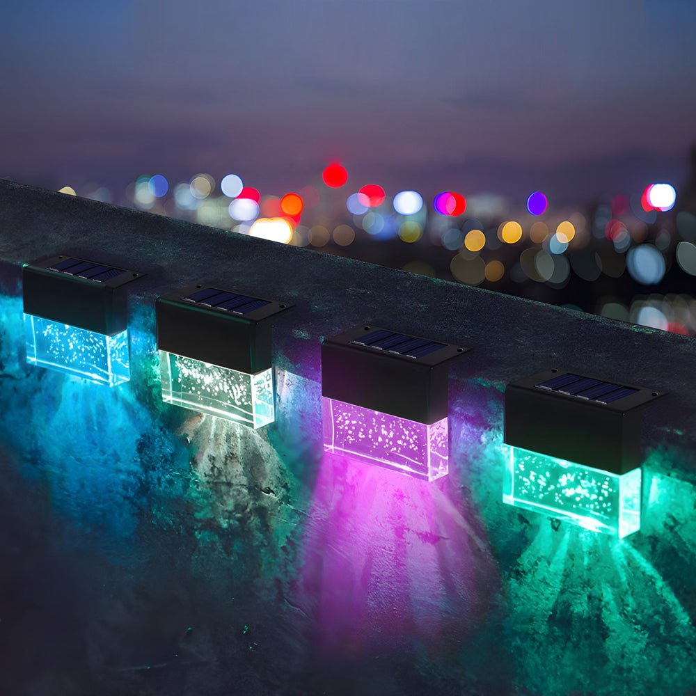 RGB LED Solar Sunset Fence Lights - Acrylic Bubbles for Outdoor Deck