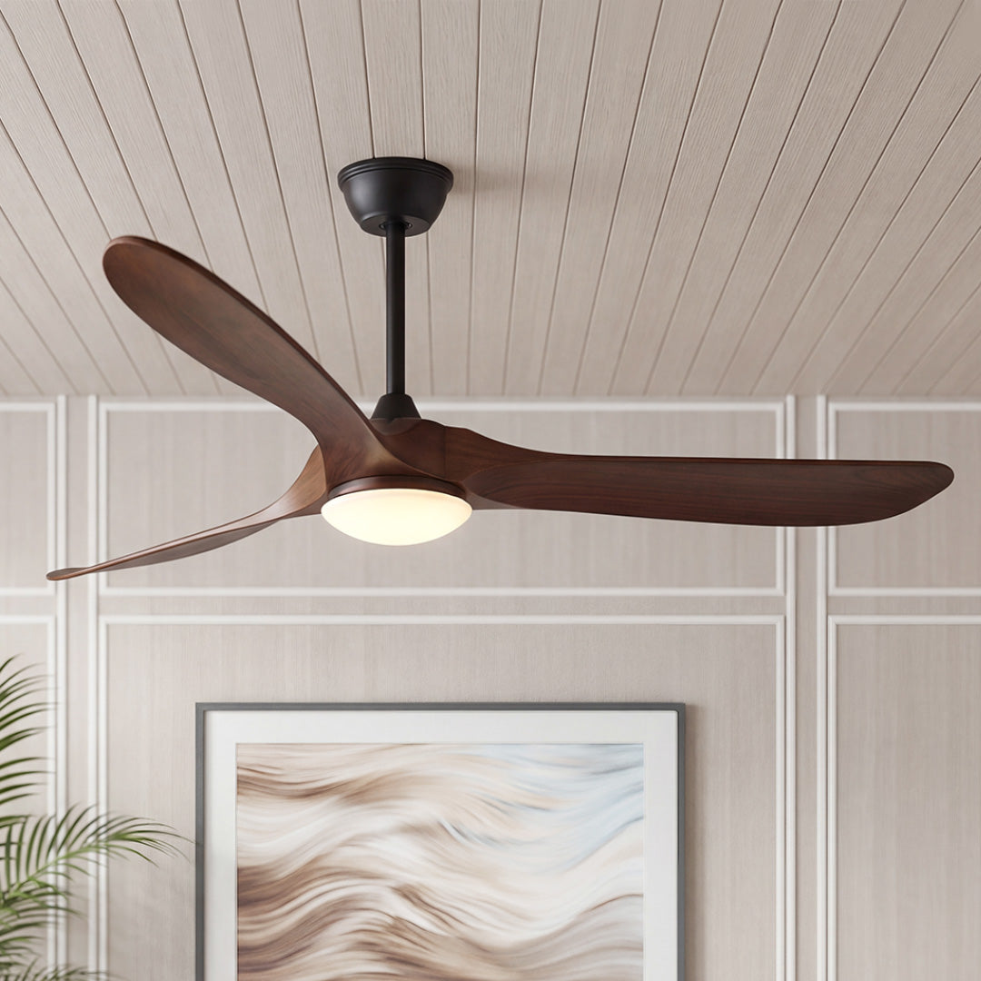 Vintage Solid Wood Modern Ceiling Fan with Light for Living Room Decor