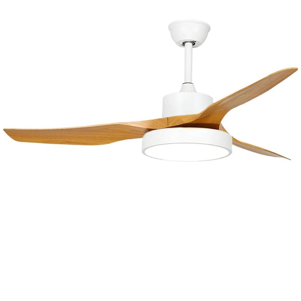 Rustic 3-Blade Wood Ceiling Fan with LED Light for Living Room Bedroom