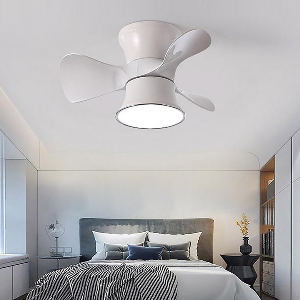 Modern White 3-Blade LED Ceiling Fan for Small Rooms and Spaces