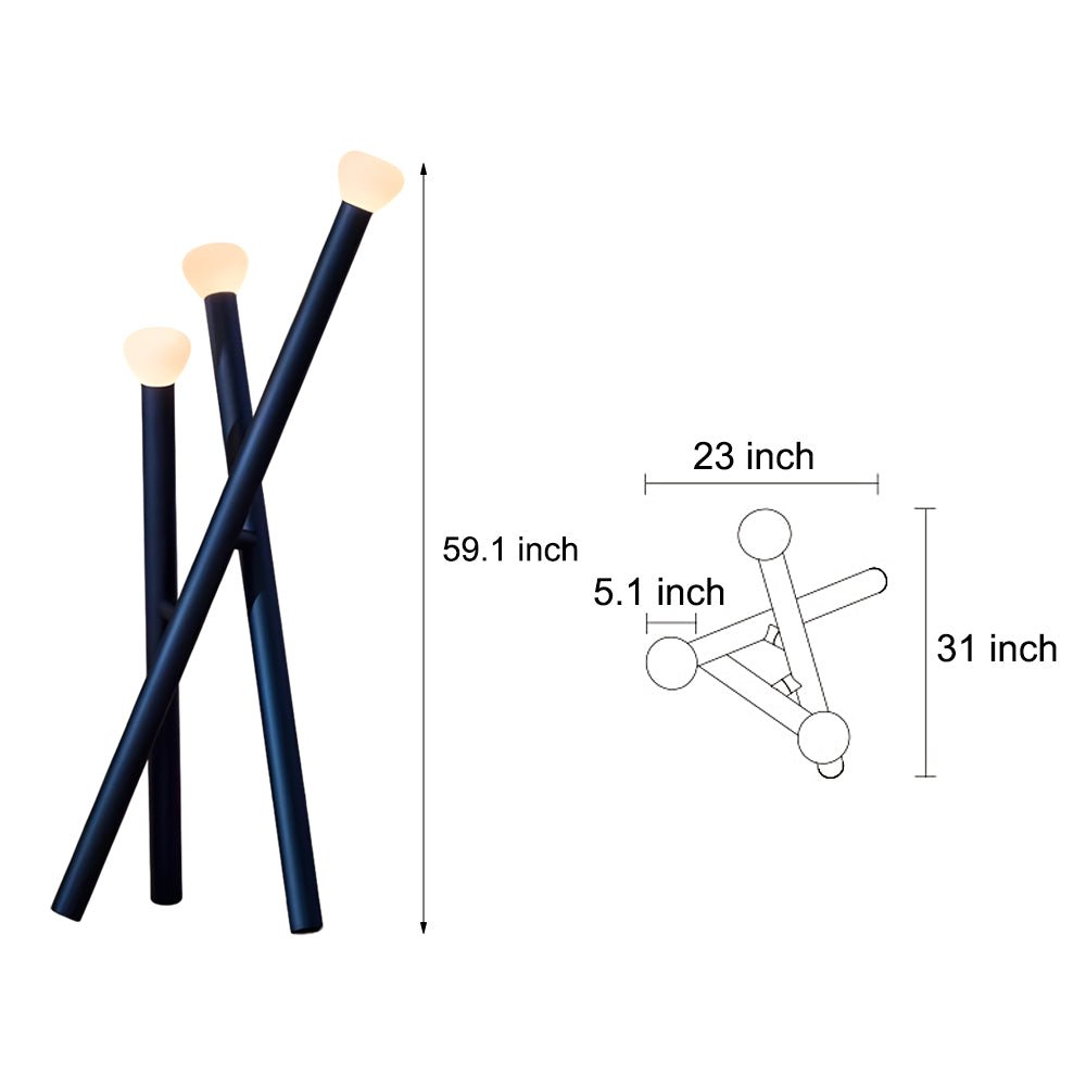 Minimalist Black & Gold 3-Light Floor Lamp for Living Room Bedroom Decor