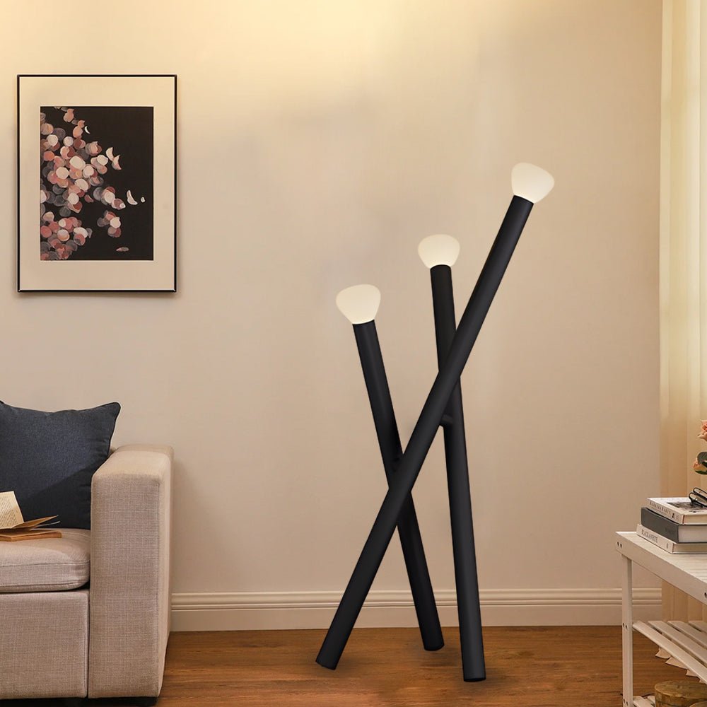 Minimalist Black & Gold 3-Light Floor Lamp for Living Room Bedroom Decor