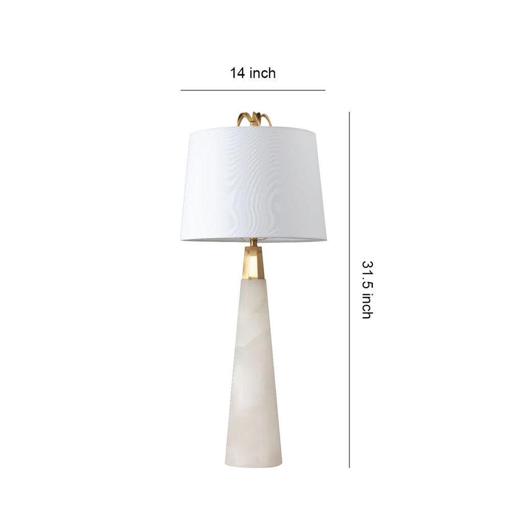 Elegant White Marble Tapered Table Lamp for Nordic Style Living Room