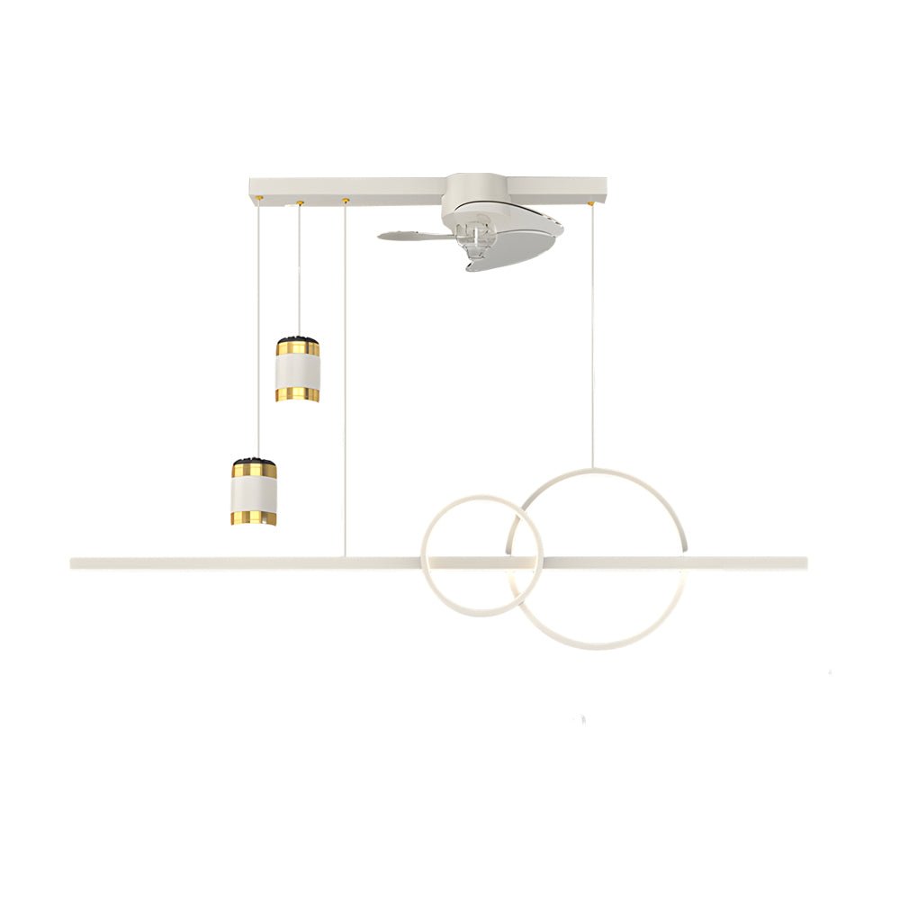 Contemporary 3-Step Dimming Black Ceiling Fan Chandelier for Dining Room