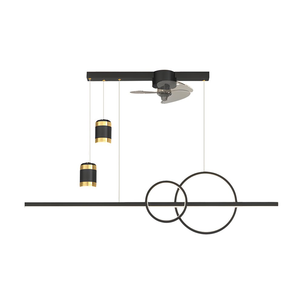Contemporary 3-Step Dimming Black Ceiling Fan Chandelier for Dining Room