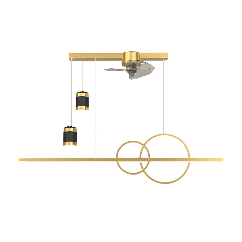 Contemporary 3-Step Dimming Black Ceiling Fan Chandelier for Dining Room