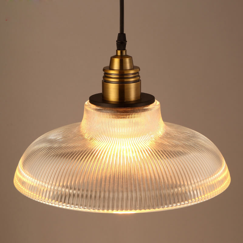Retro Glass Pendant Light with Vintage Striped Design for Kitchen Decor