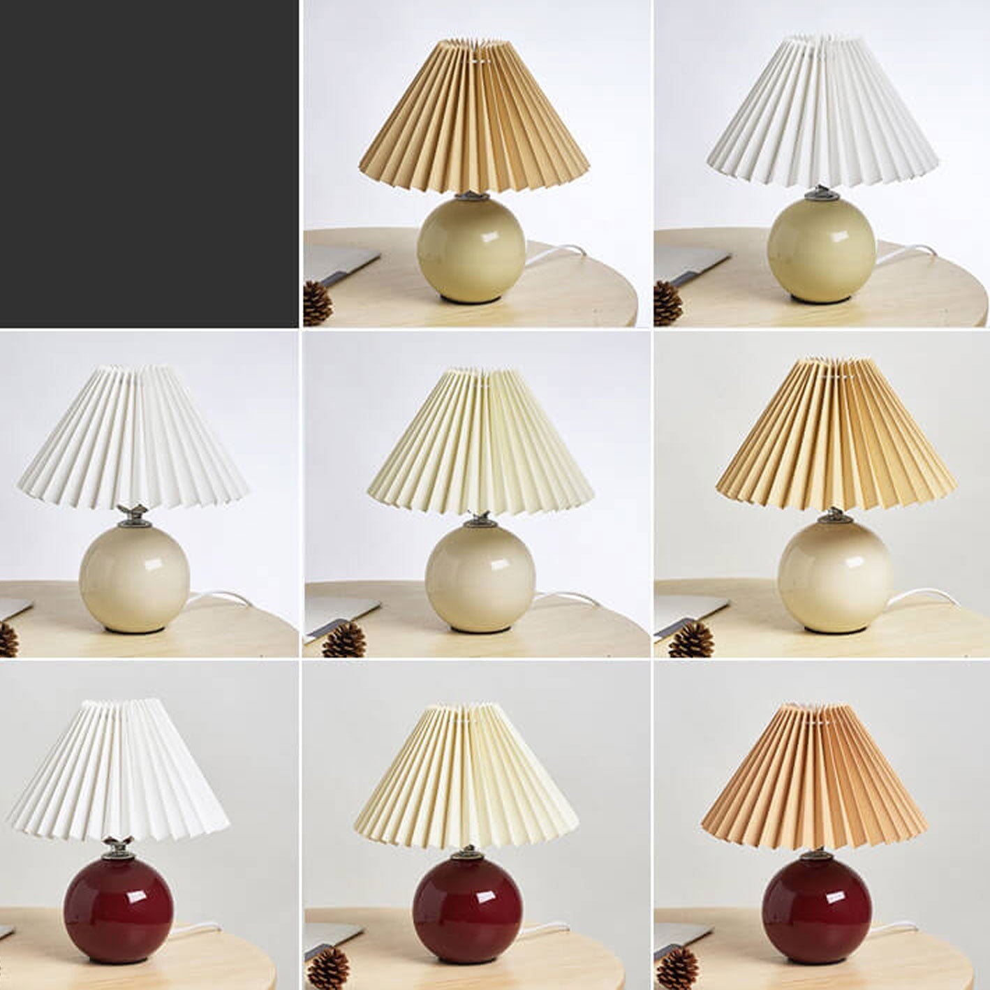 Nordic Minimalist White Ceramic Pleated Table Lamp for Bedroom Desk