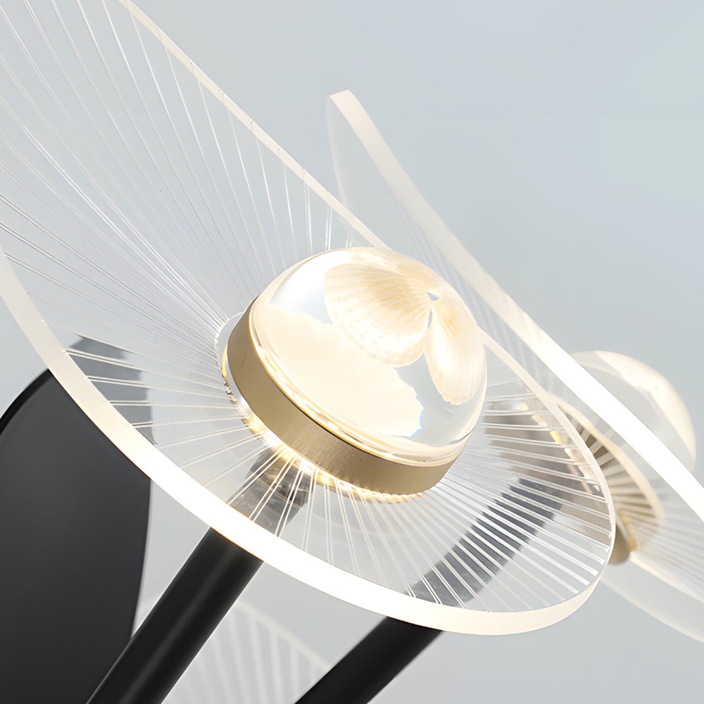 Modern Black Round Acrylic Ceiling Fan with Light & Remote for Bedroom
