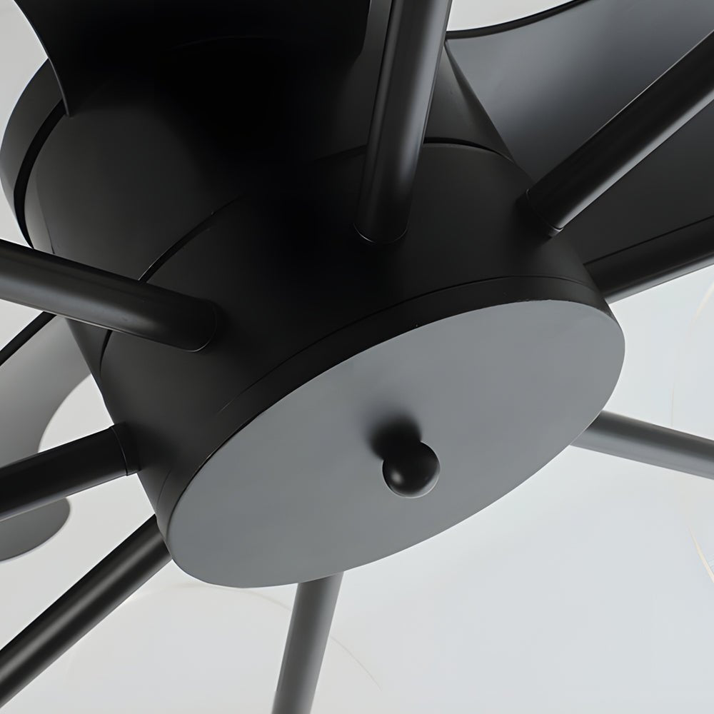 Modern Black Round Acrylic Ceiling Fan with Light & Remote for Bedroom