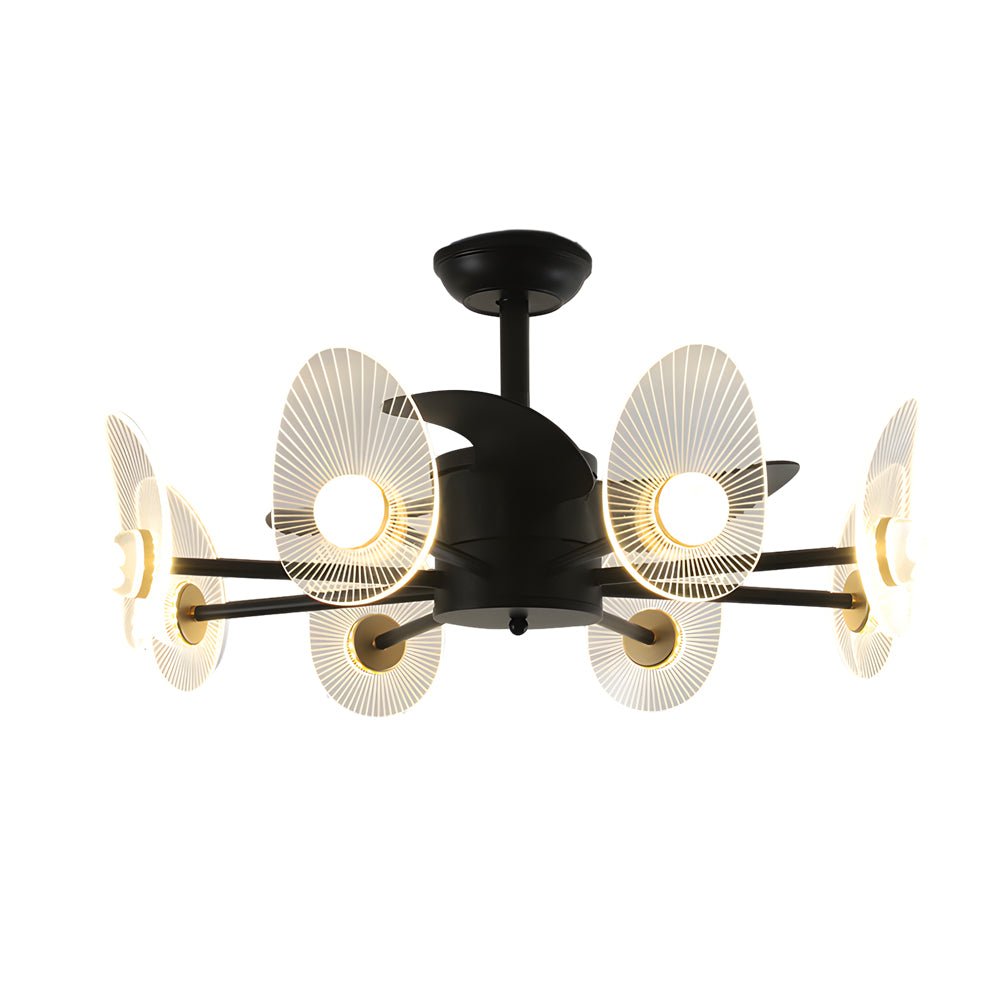 Modern Black Round Acrylic Ceiling Fan with Light & Remote for Bedroom