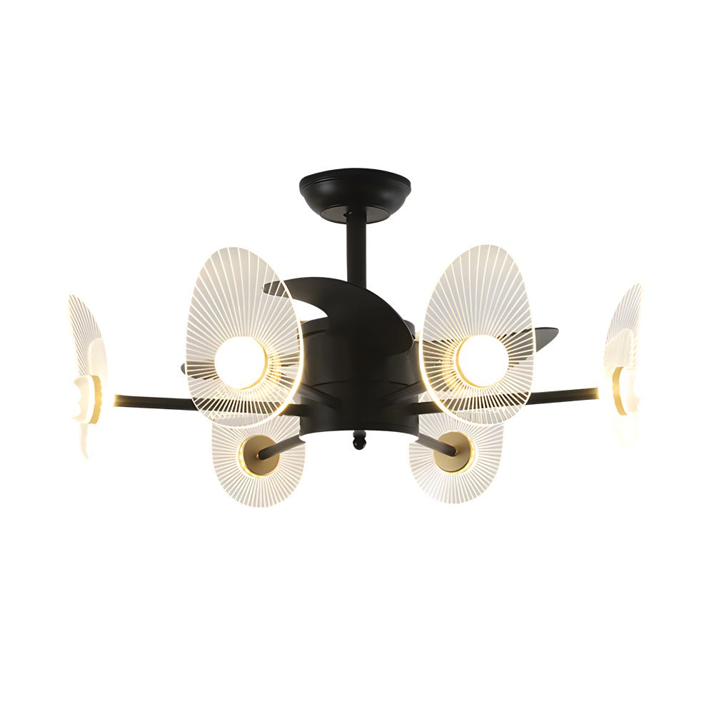 Modern Black Round Acrylic Ceiling Fan with Light & Remote for Bedroom