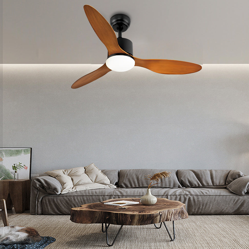 Modern White Ceiling Fan with 3 Blades, LED Lights, and Remote for Living Room