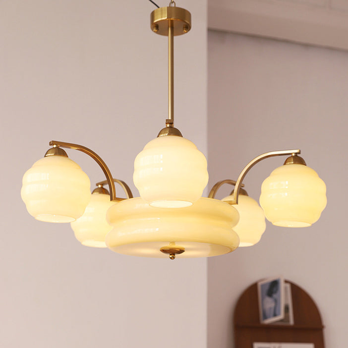 Mid-Century Modern Iron and Glass Orb Chandelier for Living Room 4/6/8 Light