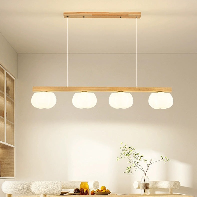 Rustic Japanese Wood Grain 4-Light Chandelier for Living Room & Island