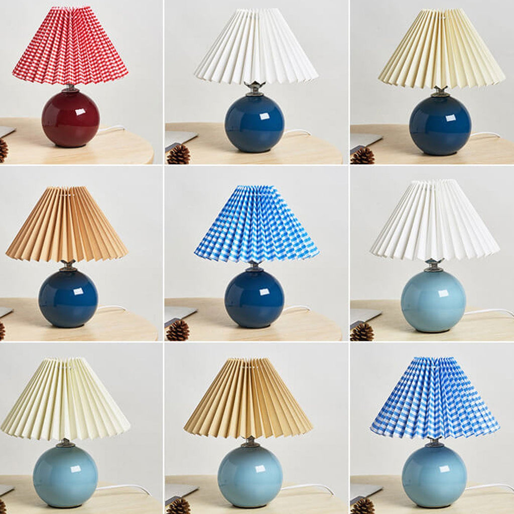 Nordic Minimalist White Ceramic Pleated Table Lamp for Bedroom Desk