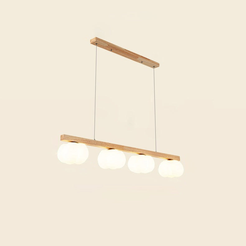 Rustic Japanese Wood Grain 4-Light Chandelier for Living Room & Island