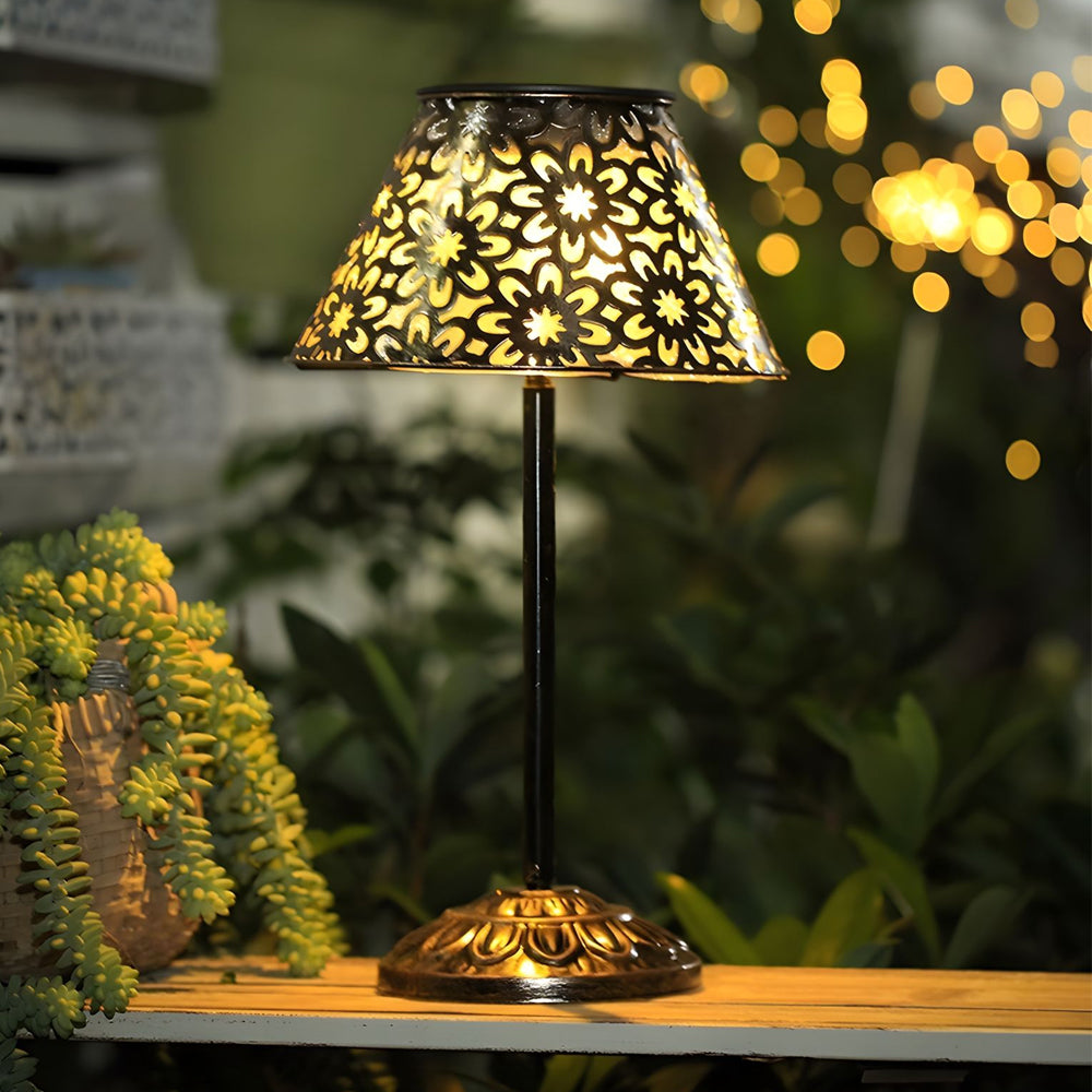 Elegant Silver Metal LED Outdoor Table Lamp – Waterproof & Stylish Accent