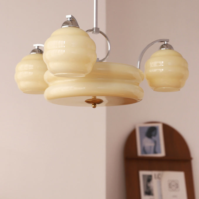Mid-Century Modern Iron and Glass Orb Chandelier for Living Room 4/6/8 Light
