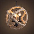 Rustic Industrial Hemp Rope Ball Chandelier 3-Light Fixture for Farmhouse Style
