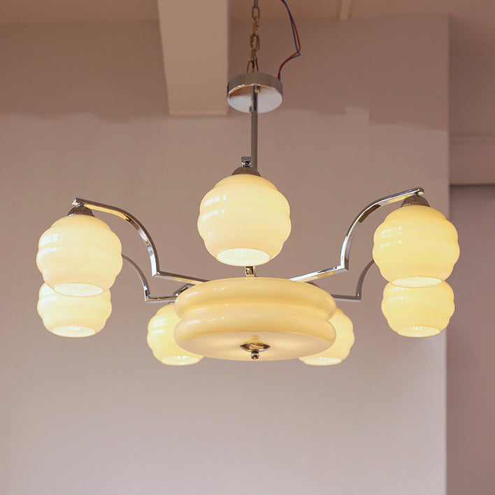 Mid-Century Modern Iron and Glass Orb Chandelier for Living Room 4/6/8 Light