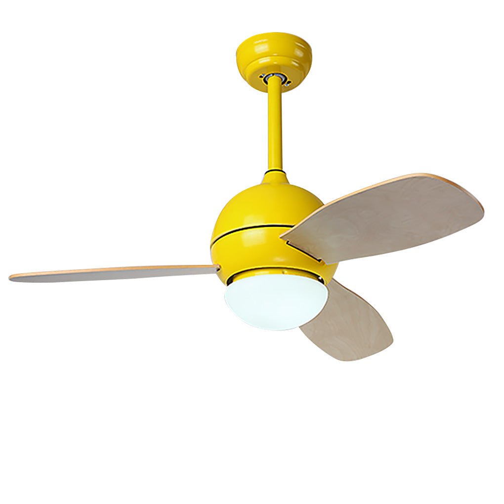 Rustic Wood Blade Ceiling Fan with LED Light for Living Room Bedroom
