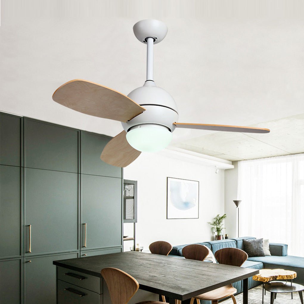 Rustic Wood Blade Ceiling Fan with LED Light for Living Room Bedroom