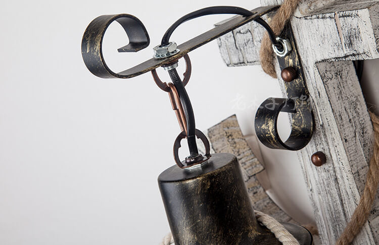 Rustic Industrial Wooden Boat Anchor Wall Sconce Light for Nautical Decor