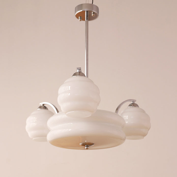 Mid-Century Modern Iron and Glass Orb Chandelier for Living Room 4/6/8 Light