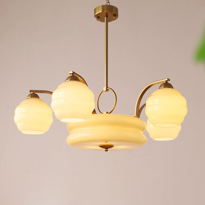 Mid-Century Modern Iron and Glass Orb Chandelier for Living Room 4/6/8 Light