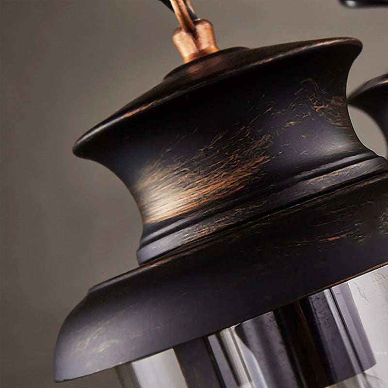 Rustic Wooden Strip Iron 3-Light Chandelier for Farmhouse Dining Room