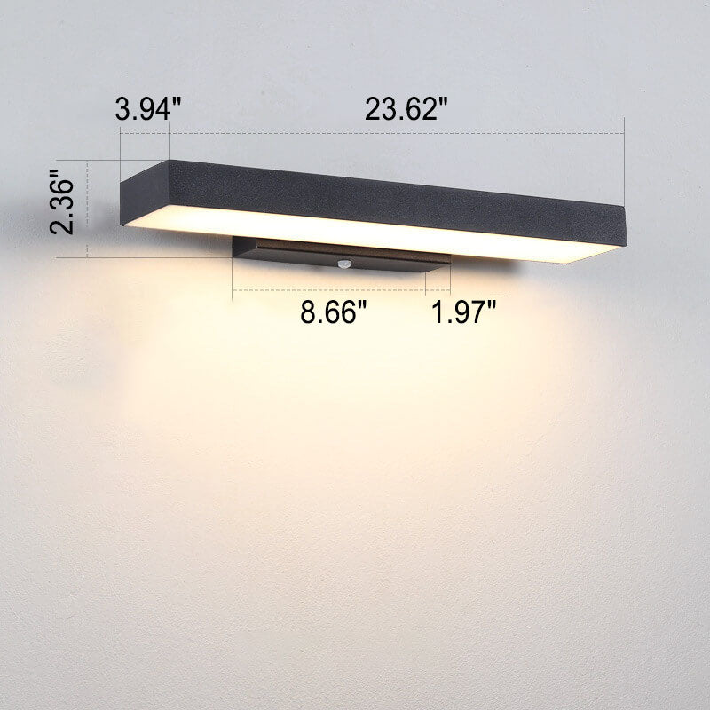 Minimalist Black Rectangular LED Outdoor Wall Sconce Lamp for Patios