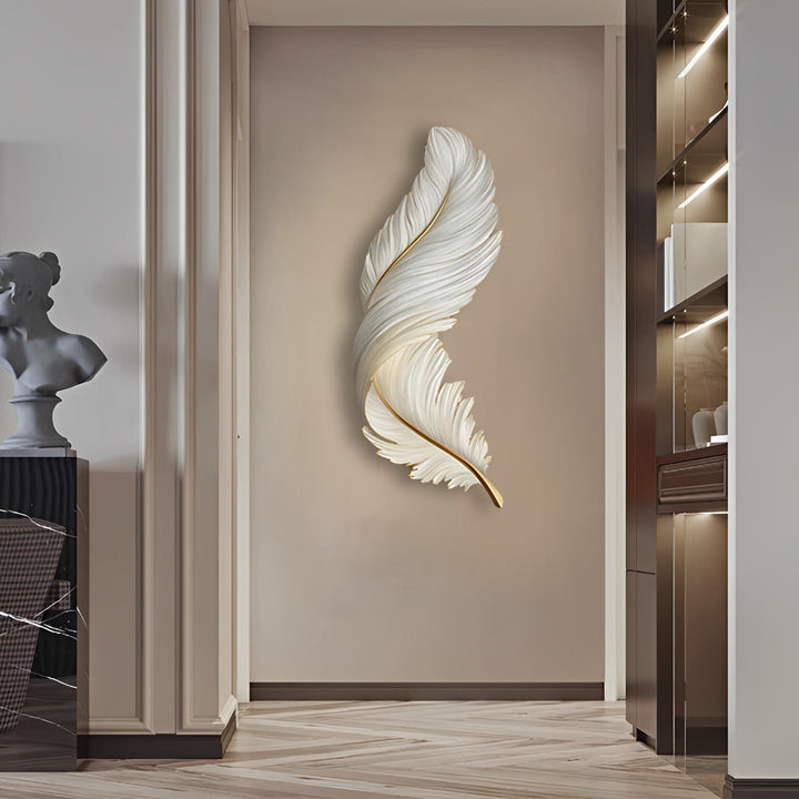 Modern White Feather LED Wall Lamp for Luxury Living Room Decor