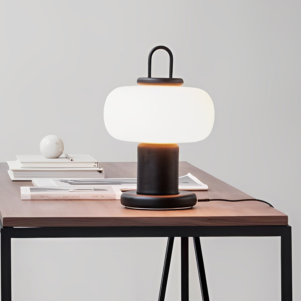 Modern White Milk Glass Orb LED Table Lamp for Living Room Decor