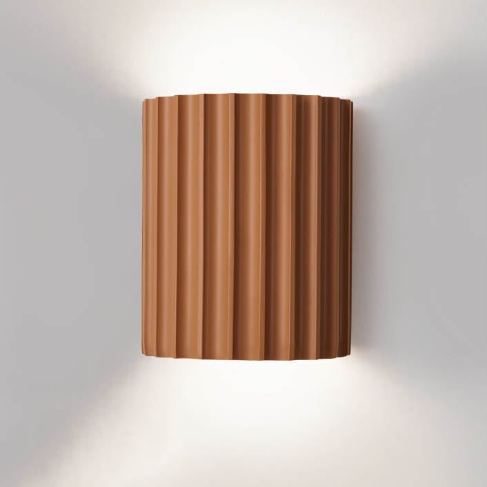 Macaron Pink Resin Striped Half Cylinder Wall Sconce for Contemporary Decor