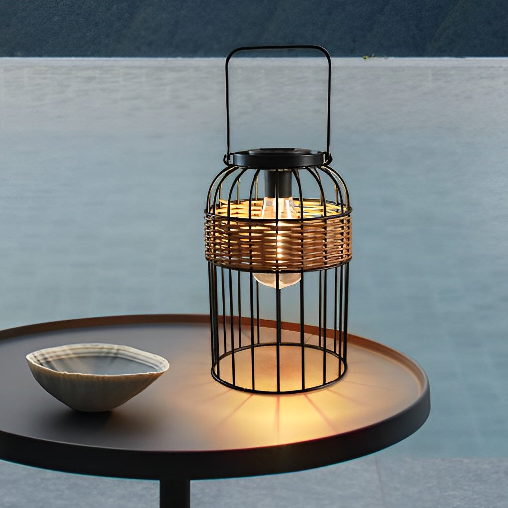 Waterproof Rattan Solar Lantern Night Light for Outdoor Garden Decor