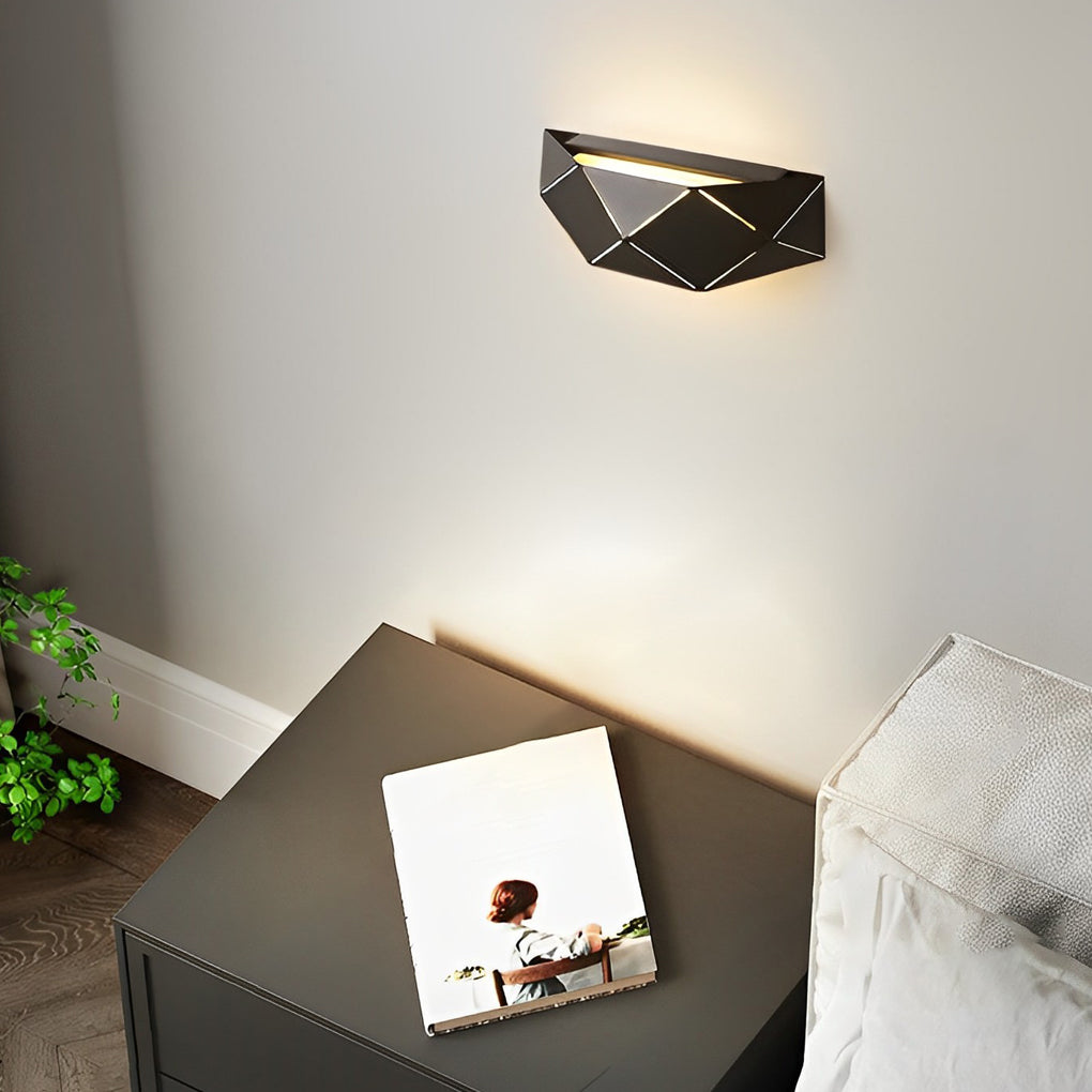 Modern Geometric Black Iron and Acrylic Wall Lamp for Living Room