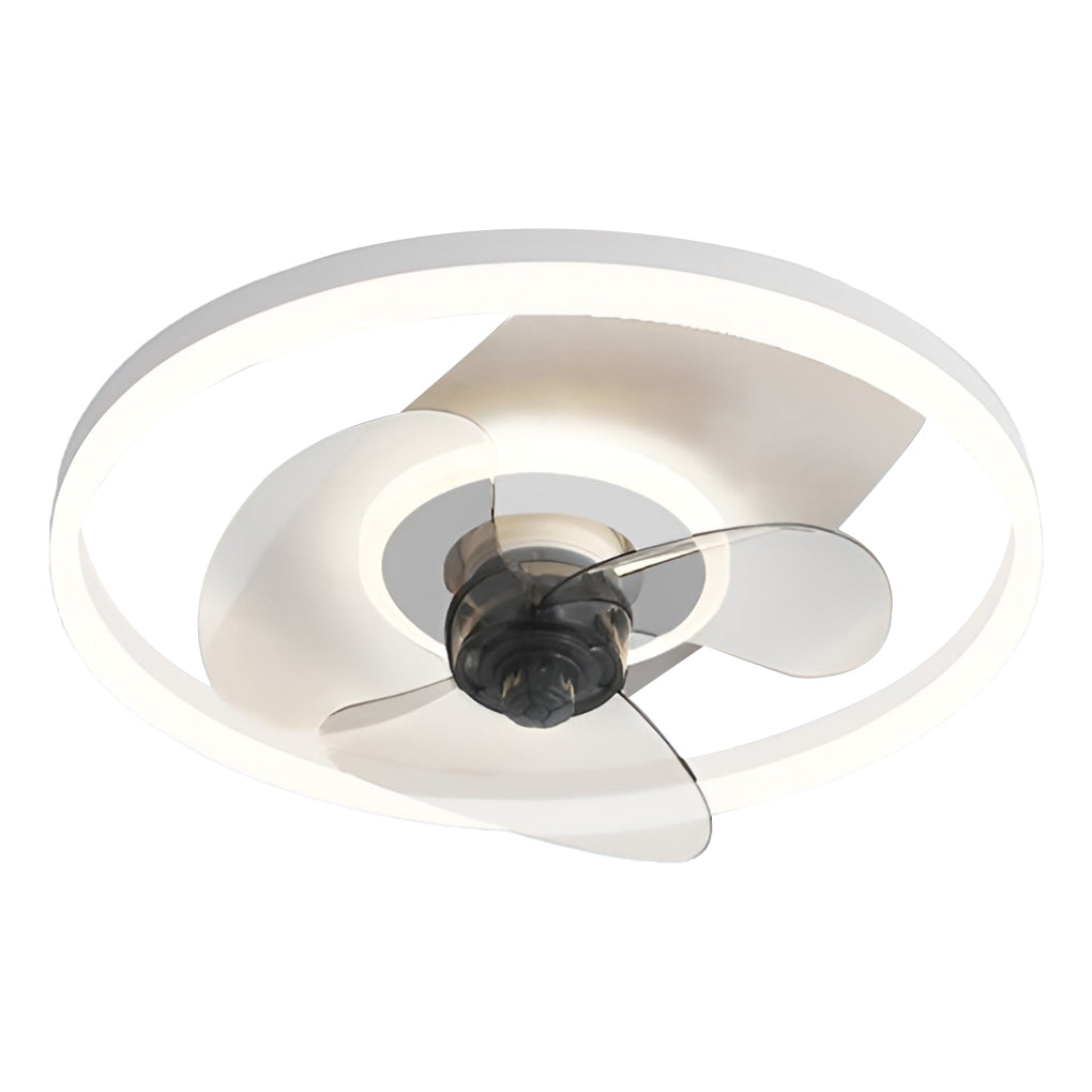 Modern Circular 3-Step Dimming White Ceiling Fan Light with Remote for Living Room