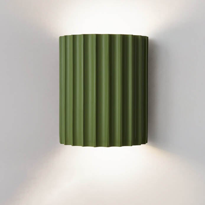 Macaron Pink Resin Striped Half Cylinder Wall Sconce for Contemporary Decor
