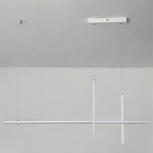 Sleek Black Metal Long Line LED Chandelier for Dining Room & Living Room