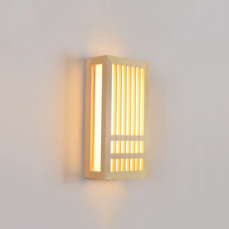 Contemporary White Wood and Acrylic Rectangular LED Wall Sconce for Living Room