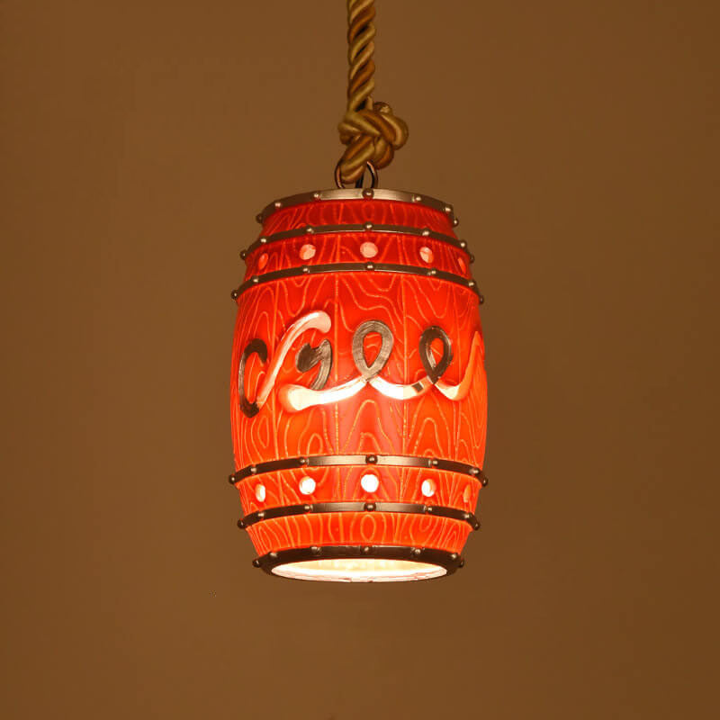 Rustic Vintage Wine Barrel Resin Pendant Light for Kitchen Dining Room