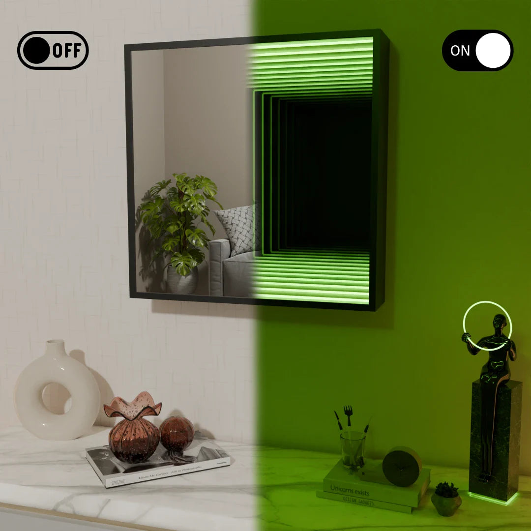 Elegant Infinity QuadraMirror in Brushed Silver for Contemporary Decor