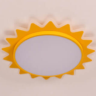 Playful Yellow Cartoon Sun LED Flush Mount Ceiling Light for Kids' Room
